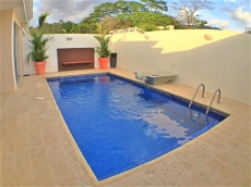 Outdoor shower in pool deck 