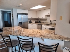 Kitchen is beautiful and spacious, stocked with what you need!